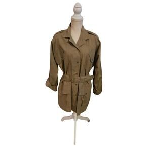 Together Trench Coat Style Tan Dress/Blouse With Belt Closure Womens Size M